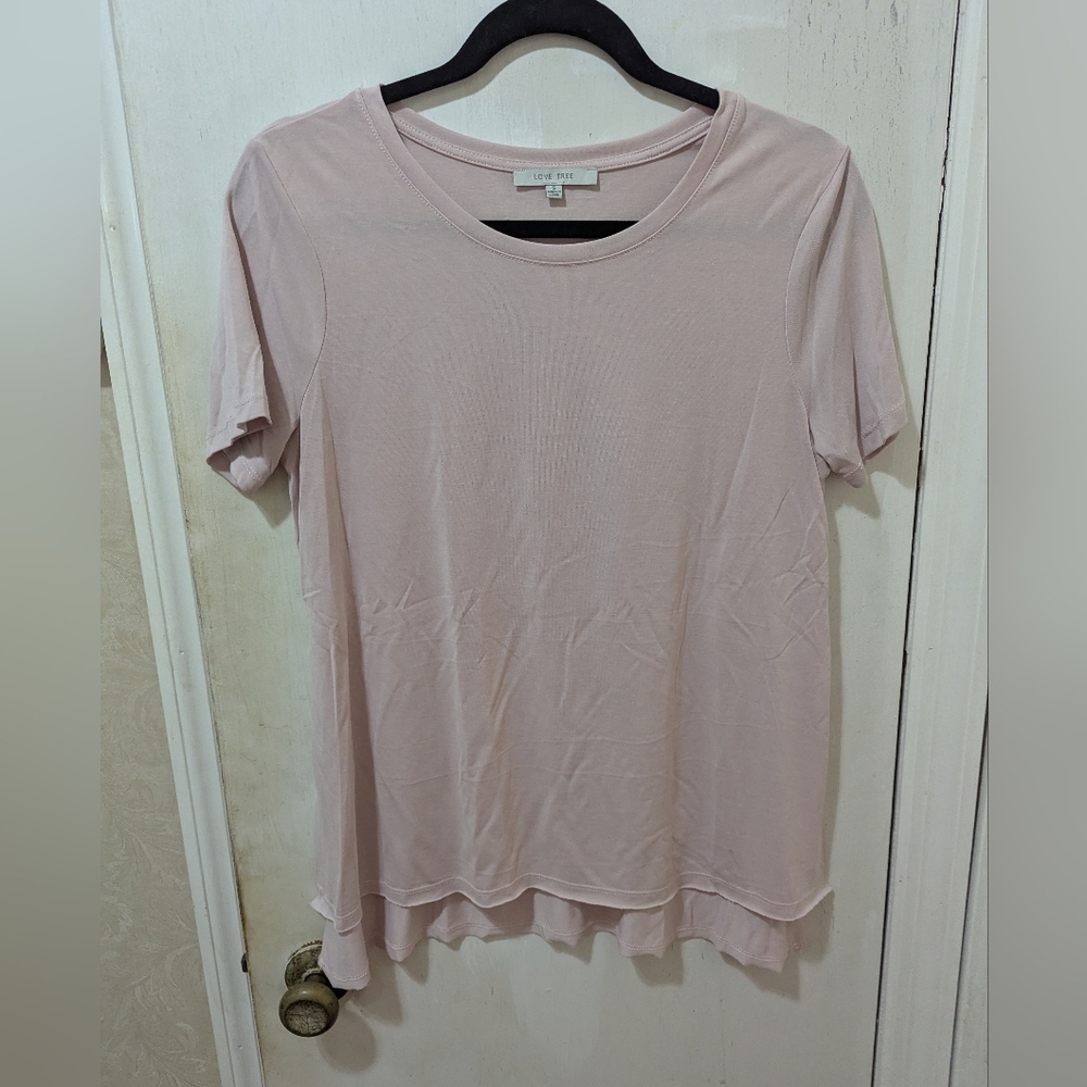 Love Tree Small Pink Short Sleeve Top